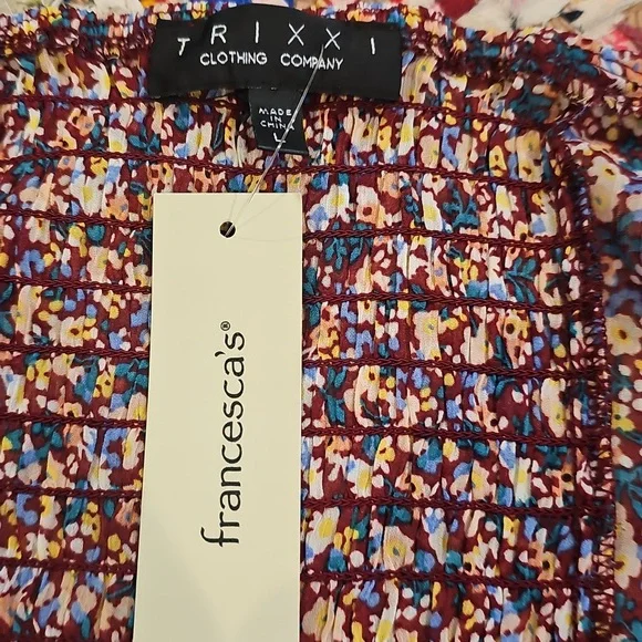 TRIXXI Francesca's Ruffled Purple Flower Pattern Smocked Sundress - Picture 4 of 4